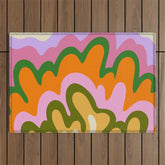 70s Hippie Retro Abstract Colorful Explosion Outdoor Rug
