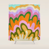 70s Hippie Retro Abstract Colorful Explosion Shower Curtain