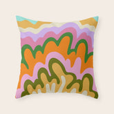 70s Hippie Retro Abstract Colorful Explosion Throw Pillow