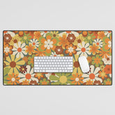 70's Retro Flowers Print Desk Mat
