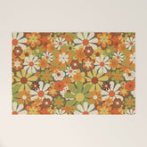 70's Retro Flowers Print Welcome Mat