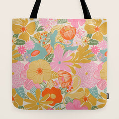 60's Retro Floral Tote Bag
