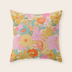 60's Retro Floral Throw Pillow