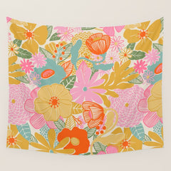 60's Retro Floral Wall Tapestry