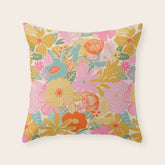 60's Retro Floral Throw Pillow