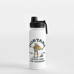 "Montana: Pants Are For Tourists" Funny Retro Cowboy Travel Art Water Bottle