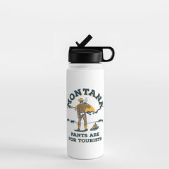 "Montana: Pants Are For Tourists" Funny Retro Cowboy Travel Art Water Bottle