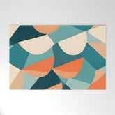 1/4 Cut, Abstract Fresh Fruits Citrus, Orange Lemon Illustration Scandinavian, Pastel Geometric Shapes eclectic Contemporary Modern Boho Welcome Mat