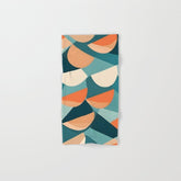 1/4 Cut, Abstract Fresh Fruits Citrus, Orange Lemon Illustration Scandinavian, Pastel Geometric Shapes eclectic Contemporary Modern Boho Bath Towel
