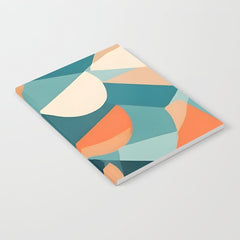 1/4 Cut, Abstract Fresh Fruits Citrus, Orange Lemon Illustration Scandinavian, Pastel Geometric Shapes eclectic Contemporary Modern Boho Notebook
