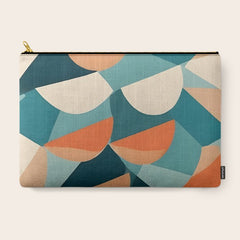1/4 Cut, Abstract Fresh Fruits Citrus, Orange Lemon Illustration Scandinavian, Pastel Geometric Shapes eclectic Contemporary Modern Boho Carry All Pouch