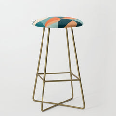 1/4 Cut, Abstract Fresh Fruits Citrus, Orange Lemon Illustration Scandinavian, Pastel Geometric Shapes eclectic Contemporary Modern Boho Stool
