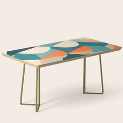 1/4 Cut, Abstract Fresh Fruits Citrus, Orange Lemon Illustration Scandinavian, Pastel Geometric Shapes eclectic Contemporary Modern Boho Coffee Table