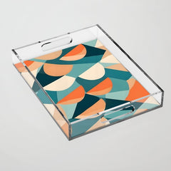 1/4 Cut, Abstract Fresh Fruits Citrus, Orange Lemon Illustration Scandinavian, Pastel Geometric Shapes eclectic Contemporary Modern Boho Acrylic Tray