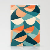 1/4 Cut, Abstract Fresh Fruits Citrus, Orange Lemon Illustration Scandinavian, Pastel Geometric Shapes eclectic Contemporary Modern Boho Stationery Card