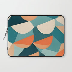 1/4 Cut, Abstract Fresh Fruits Citrus, Orange Lemon Illustration Scandinavian, Pastel Geometric Shapes eclectic Contemporary Modern Boho Laptop Sleeve