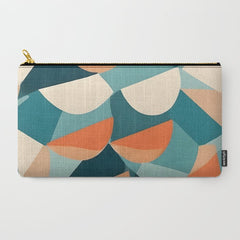 1/4 Cut, Abstract Fresh Fruits Citrus, Orange Lemon Illustration Scandinavian, Pastel Geometric Shapes eclectic Contemporary Modern Boho Carry All Pouch