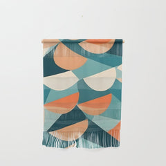1/4 Cut, Abstract Fresh Fruits Citrus, Orange Lemon Illustration Scandinavian, Pastel Geometric Shapes eclectic Contemporary Modern Boho Wall Hanging