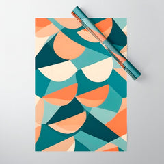 1/4 Cut, Abstract Fresh Fruits Citrus, Orange Lemon Illustration Scandinavian, Pastel Geometric Shapes eclectic Contemporary Modern Boho Wrapping Paper