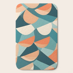 1/4 Cut, Abstract Fresh Fruits Citrus, Orange Lemon Illustration Scandinavian, Pastel Geometric Shapes eclectic Contemporary Modern Boho Bath Mat