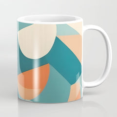 1/4 Cut, Abstract Fresh Fruits Citrus, Orange Lemon Illustration Scandinavian, Pastel Geometric Shapes eclectic Contemporary Modern Boho Coffee Mug