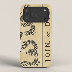 1776 "Join, or Die" Revolutionary War flag with 13 colonies, snake & no colors by Benjamin Franklin iPhone Case