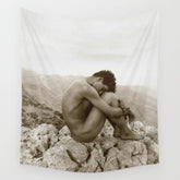 Caino' Male Nude black and white photograph / black and white photography by Wilhem von Gloeden Wall Tapestry