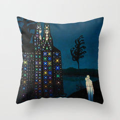 Confirmation of Love,' Magical Realism Portrait Painting by Boles����aw Biegas Throw Pillow