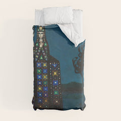 Confirmation of Love,' Magical Realism Portrait Painting by Boles����aw Biegas Duvet Cover
