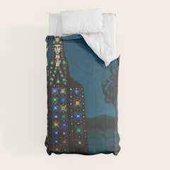 Confirmation of Love,' Magical Realism Portrait Painting by Boles����aw Biegas Comforter