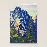 A Departure I - Mountain & Forest Nature Ukiyo Landscape in Blue, Green & Grey Stationery Card