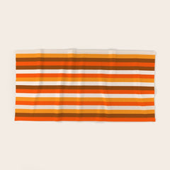 70s Fine Stripes in Retro Orange and Brown Bath Towel