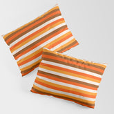 70s Fine Stripes in Retro Orange and Brown Pillow Sham