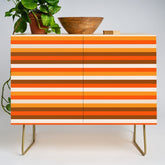 70s Fine Stripes in Retro Orange and Brown Credenza