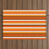 70s Fine Stripes in Retro Orange and Brown Outdoor Rug
