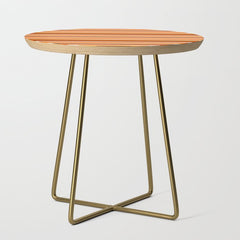 70s Fine Stripes in Retro Orange and Brown Side Table