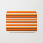 70s Fine Stripes in Retro Orange and Brown Bath Mat