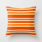 70s Fine Stripes in Retro Orange and Brown Throw Pillow