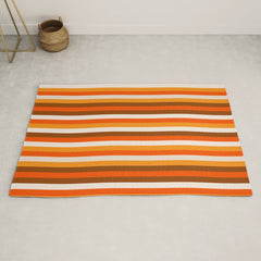 70s Fine Stripes in Retro Orange and Brown Rug