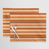 70s Fine Stripes in Retro Orange and Brown Placemat