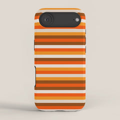 70s Fine Stripes in Retro Orange and Brown iPhone Case