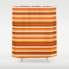 70s Fine Stripes in Retro Orange and Brown Shower Curtain