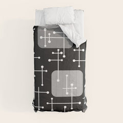 1950s Eames Era Art Crosshairs Black White Comforter