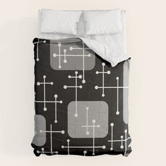 1950s Eames Era Art Crosshairs Black White Comforter