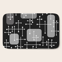 1950s Eames Era Art Crosshairs Black White Bath Mat