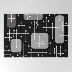 1950s Eames Era Art Crosshairs Black White Welcome Mat