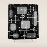 1950s Eames Era Art Crosshairs Black White Shower Curtain