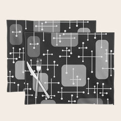 1950s Eames Era Art Crosshairs Black White Placemat