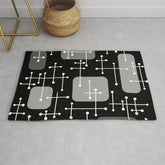 1950s Eames Era Art Crosshairs Black White Rug
