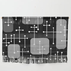 1950s Eames Era Art Crosshairs Black White Wall Hanging